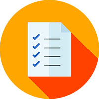 Image of white check list in orange circle
