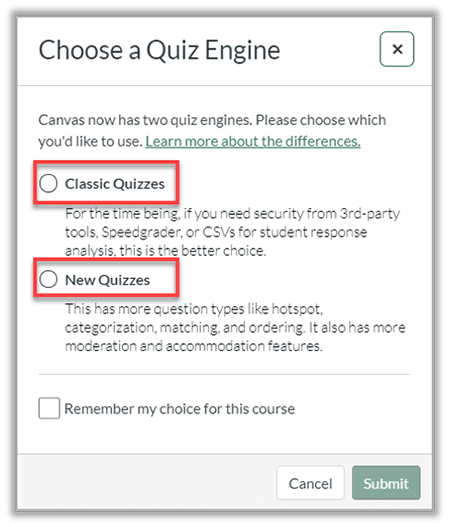 Choose a Quiz Engine
