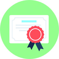 Image of training certificate with a ribbon