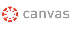Canvas logo, orange circle with dots and gray Canvas text